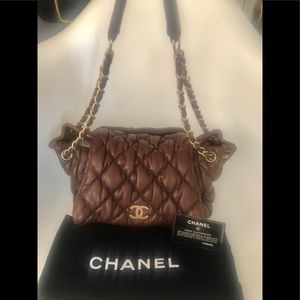 Chanel Bubble Quilted Chocolate Brown Leather